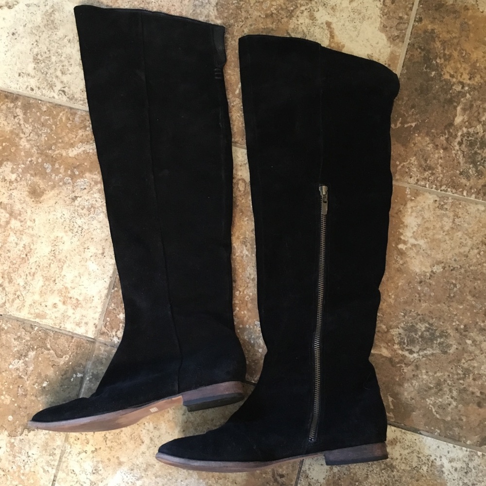 Arricci Black Suede over the knee boots